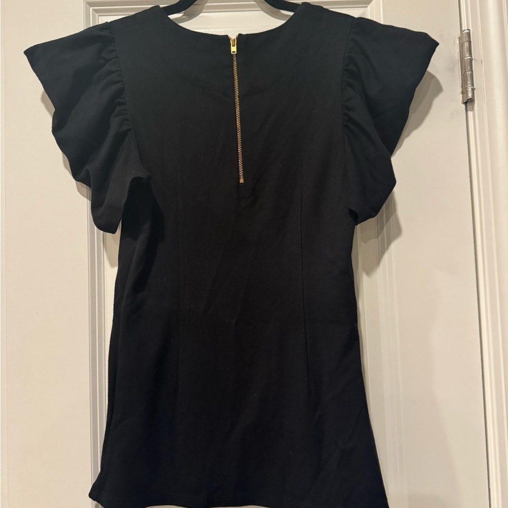 French Connection Ruffled Sleeve Top Size Small - Picture 2 of 7